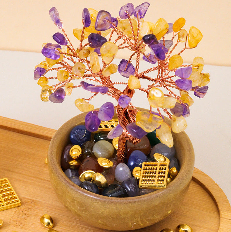 Amethyst Feng Shui Tree & Horse Set - Wisdom & Focus for 2026 Year of the Horse