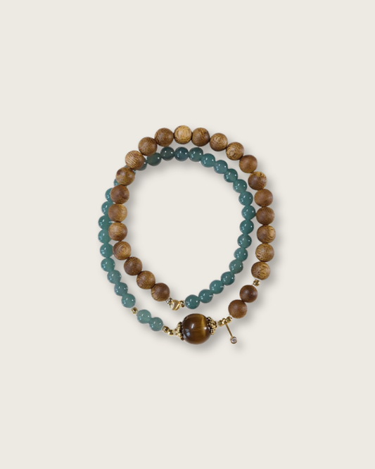 Multi-wrap Agarwood & Jade Bracelet, Peace Sleep