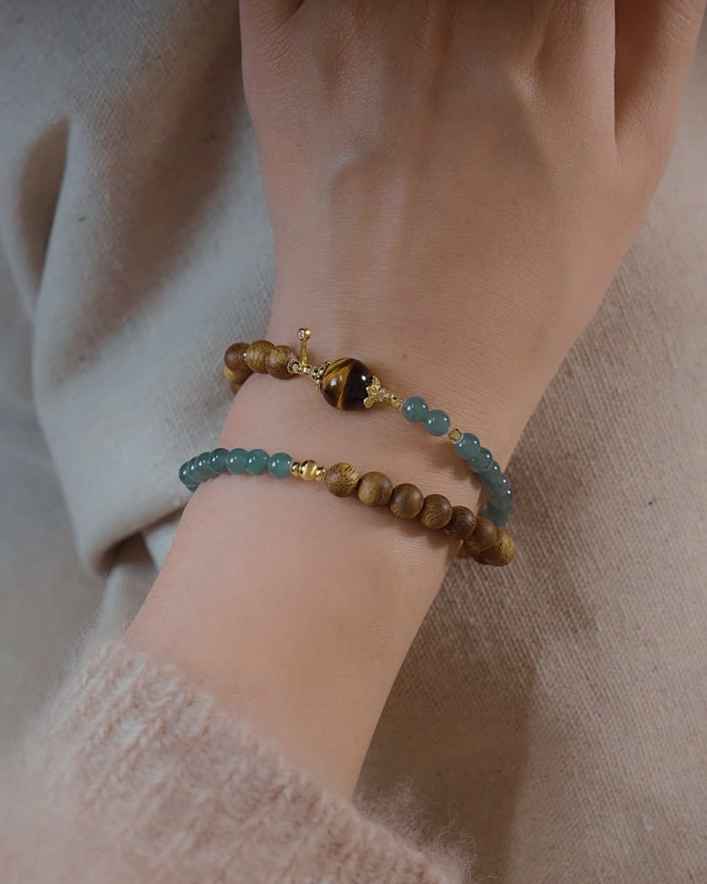 Multi-wrap Agarwood & Jade Bracelet, Peace Sleep