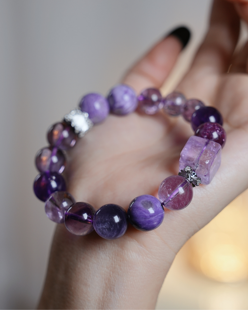 Nine Purple Fire, Nine Purple Crystals Bracelet, Shift Your Fortune