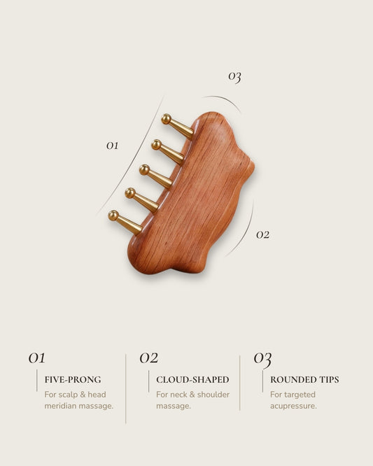 Wood & Brass Cloud-Shaped Meridian Comb