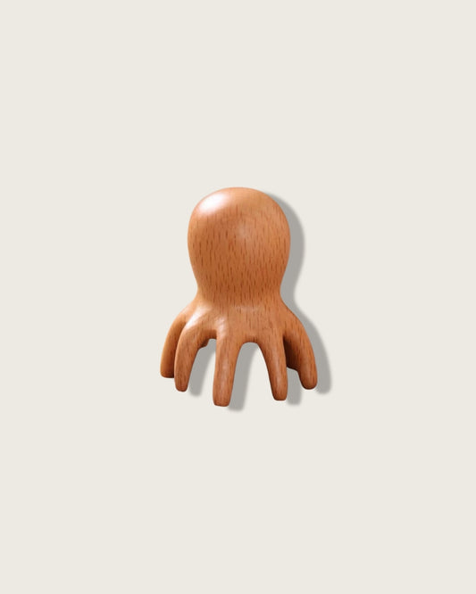 Wooden Octopus Scalp Meridian Comb