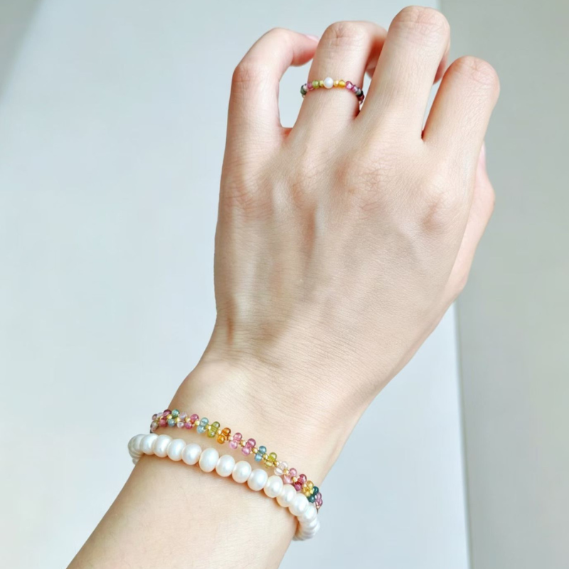 Handwoven, Rainbow, Tourmaline Bracelet, Radiant Luck