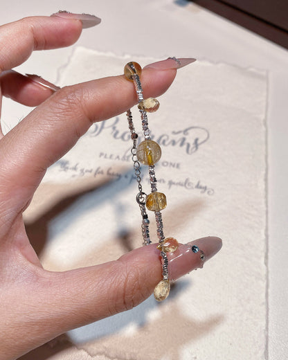 Floating Gold, Citrine & Golden Rutilated Bracelet, Welcome Unexpected Wealth