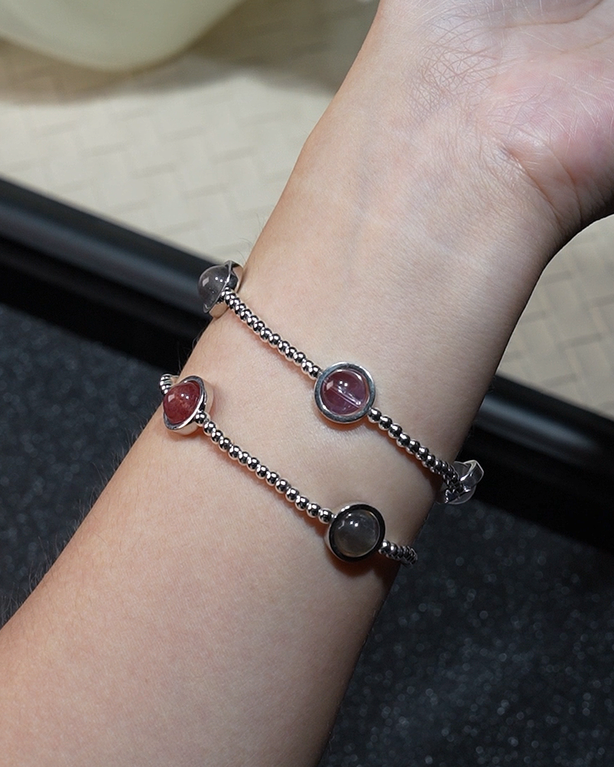 Silver Spring, Strawberry & Rose Quartz Bracelet, Attract Love