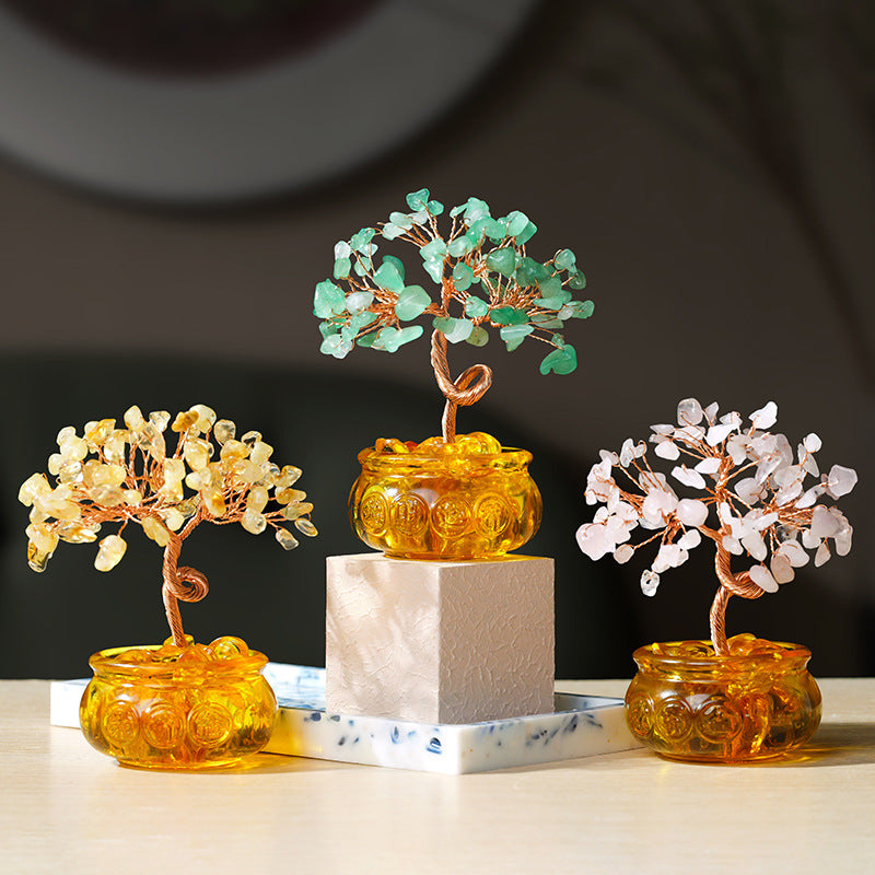 Rose Quartz Feng Shui Tree For Love - Harmony & Relationship Planter